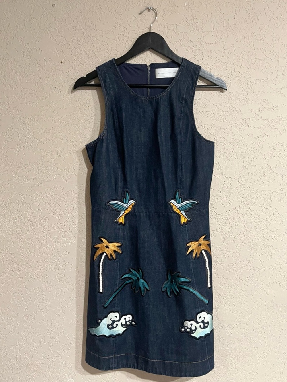 Victoria Beckham | Vacation Embroidered Denim Mini Dress